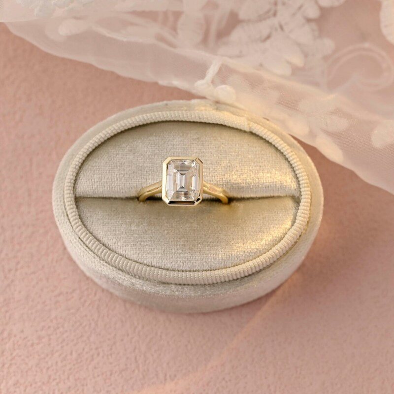 Anillo de compromiso de oro blanco de 10 quilates con moissanita 3CT en forma de princesa-7