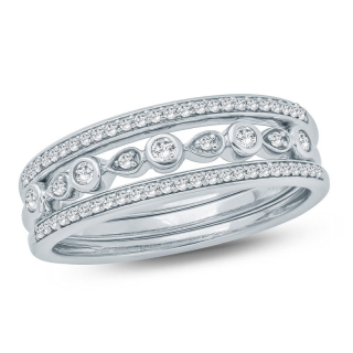 10K White Gold Circular Shaped Diamond Custom Couple Stackable Ring J Color I2 Clarity 3EX IGI Certified-2