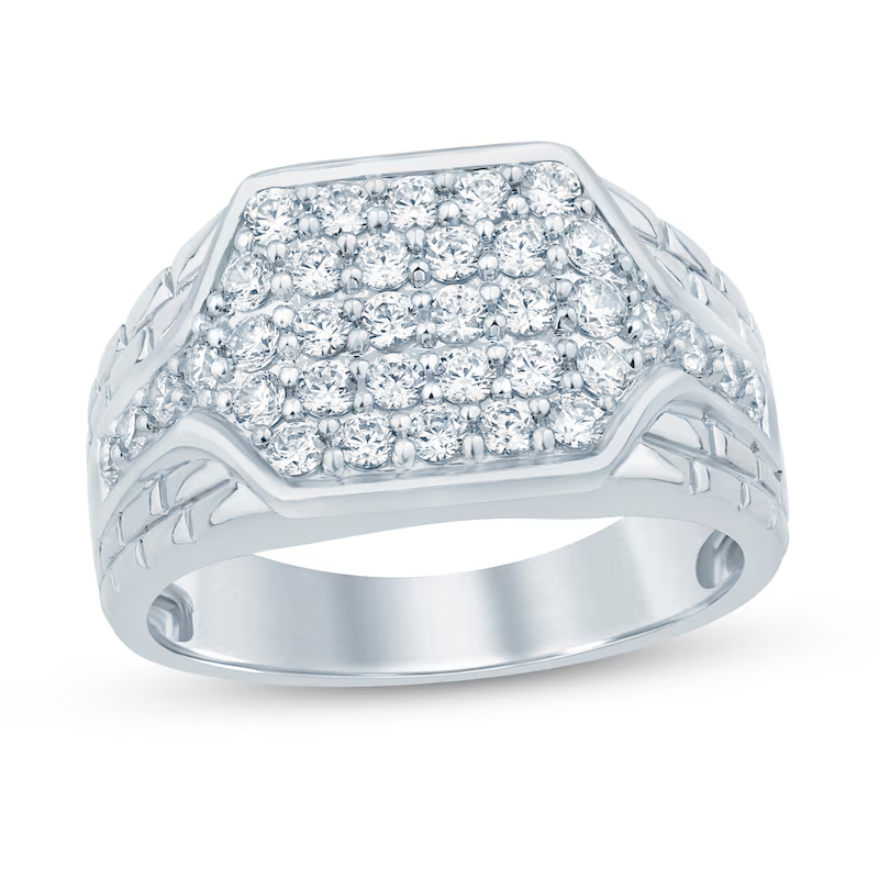 10K witgouden 1-1/4 CT Lab Created Diamond Couple Zegelring voor Mannen-1