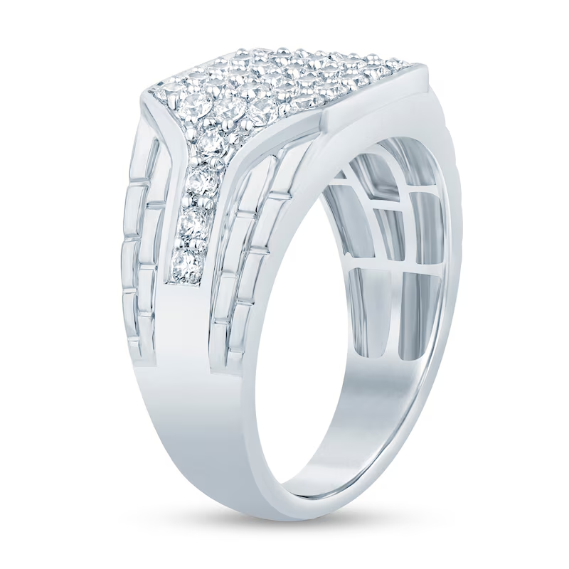 10K witgouden 1-1/4 CT Lab Created Diamond Couple Zegelring voor Mannen-3