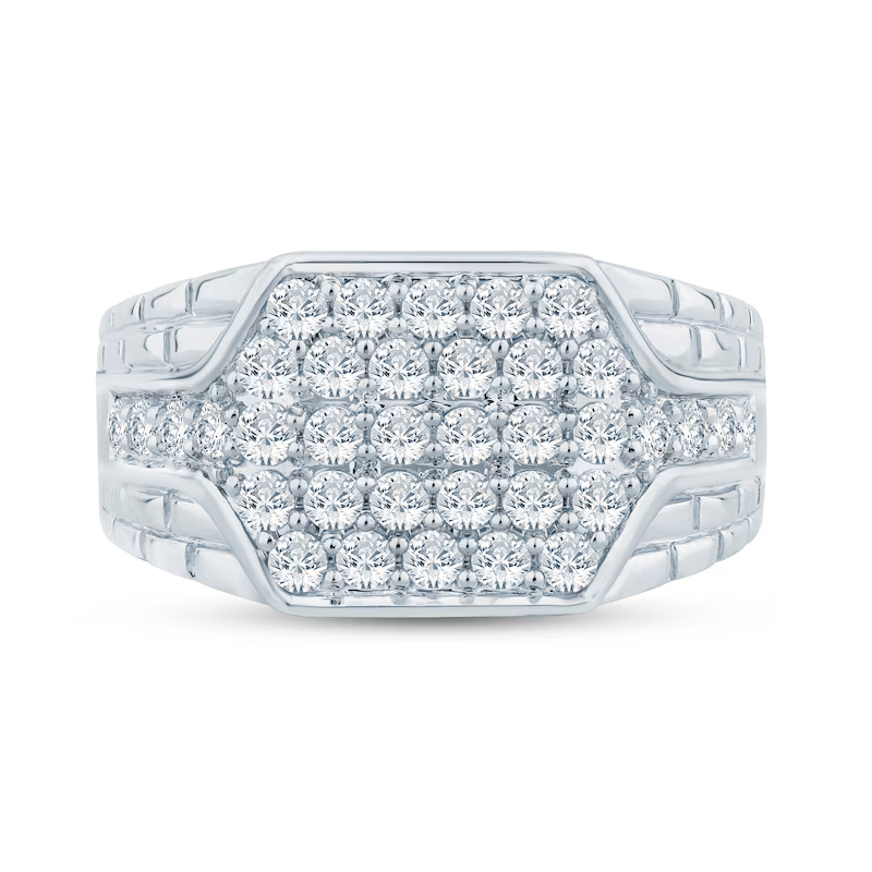 10K White Gold Round Cut Lab Created Diamond Custom Signet Ring for Men F Color SI2 Clarity 3EX IGI Certified-4
