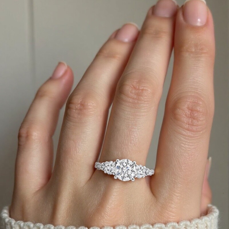 10K White Gold 1.5 CT.T.W .Round Cut Moissanite Engagement Ring-2