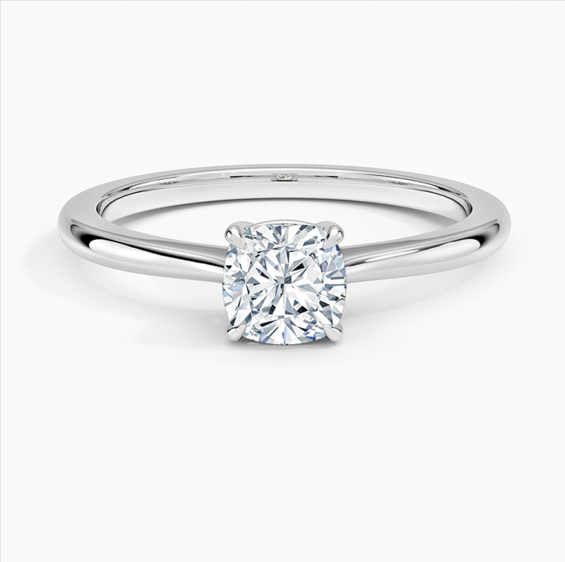 10K White Gold 0.5 to 3 CT Cushion Cut Lab Created Diamond Solitaire Engagement Band IGI Certified-1