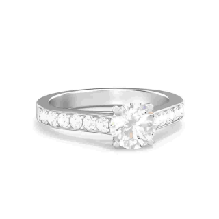 10K White Gold 0.5 to 3 CT Round Lab Created Diamond Engagement Ring D VVS1-VS1 Clarity 3EX-13