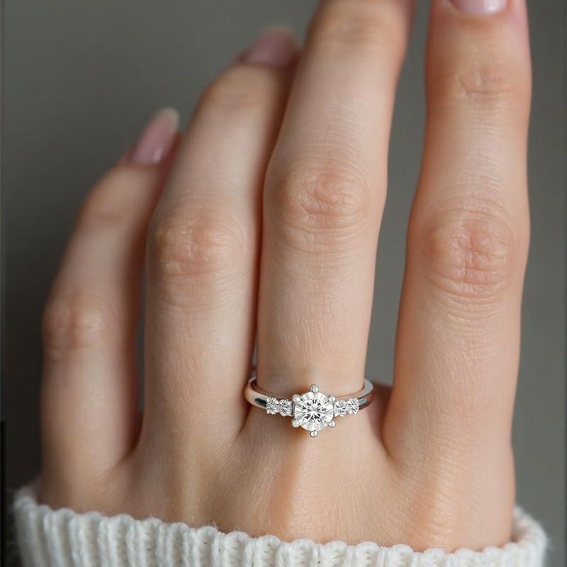 Anillo de boda de oro blanco de 10 quilates con diamantes de talla redonda de 0,6 a 3,1 quilates en total, color D, claridad VVS, certificado IGI.-2