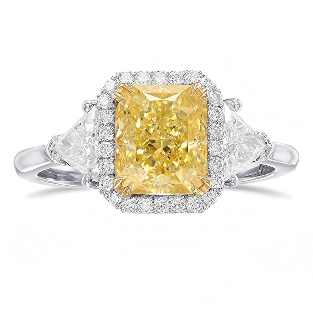 10K White Gold 2.6 CT.T.W Yellow Moissanite Wedding Ring-1