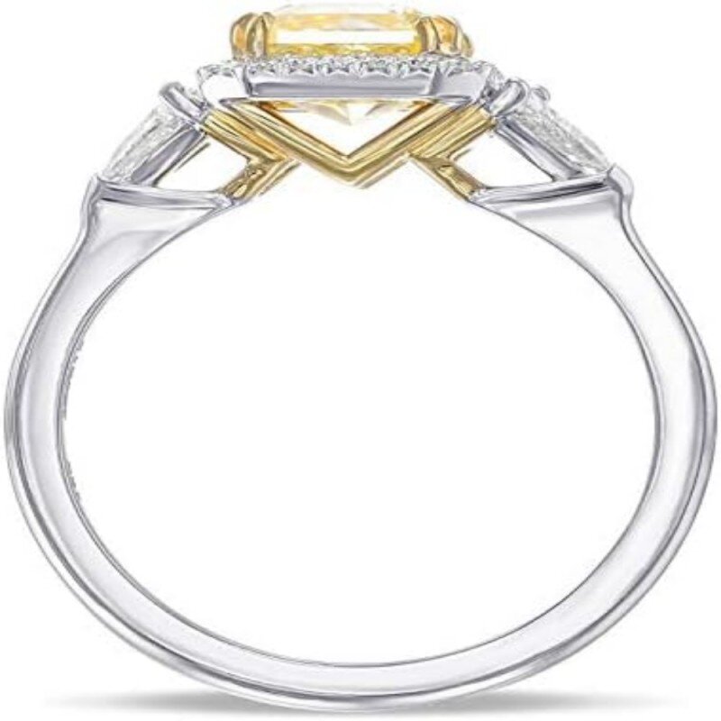 Obrączka ślubna z białego złota 10K o masie 2,6 ct z żółtym moissanitem-3