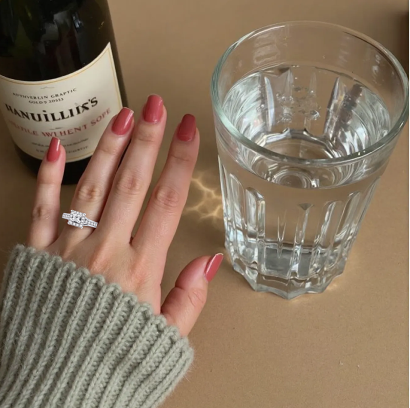 Oro blanco de 10 quilates, 0,625 quilates de peso total, diamante redondo creado en laboratorio, conjunto de compromiso personalizado, color D, claridad VVS1-VS1-3