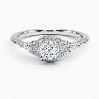 Anillo de compromiso de oro blanco de 10 quilates con halo de diamantes creados en laboratorio de talla cojín, de 0,75 a 3,25 quilates de peso total, con certificación IGI.-19