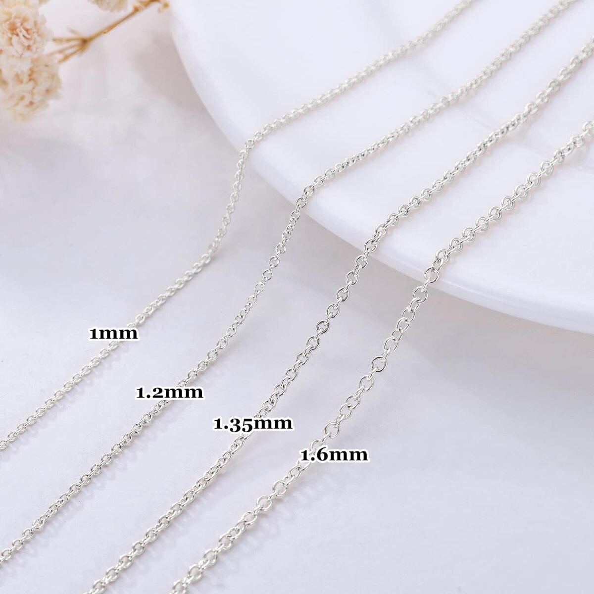 10K White Gold Cable Chain Necklace-3