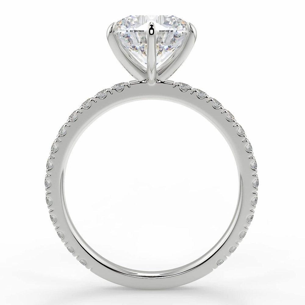 Anello nuziale in oro bianco 10K con moissanite circolare-3