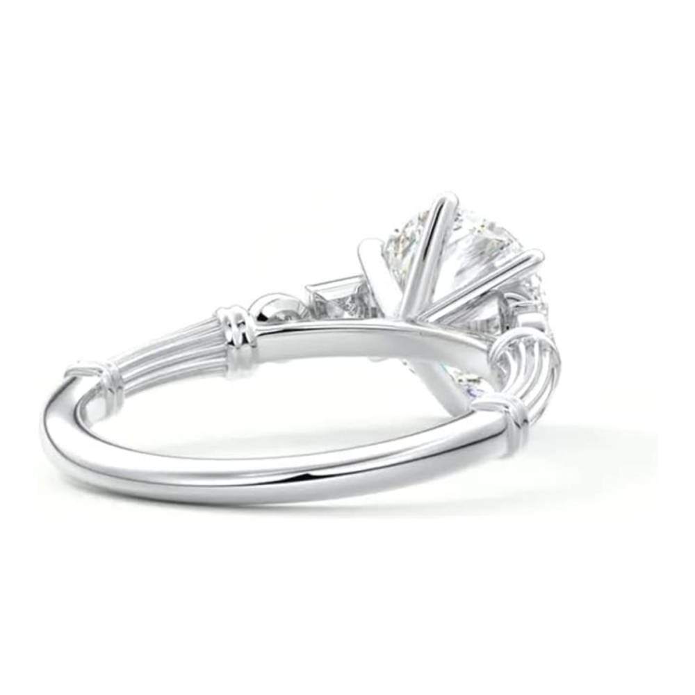 10K White Gold 0.67 to 3.17 CT. T.W Round Lab Created Diamond & Moissanite Engagement Ring D Color VVS1-VS1 Clarity 3EX-3