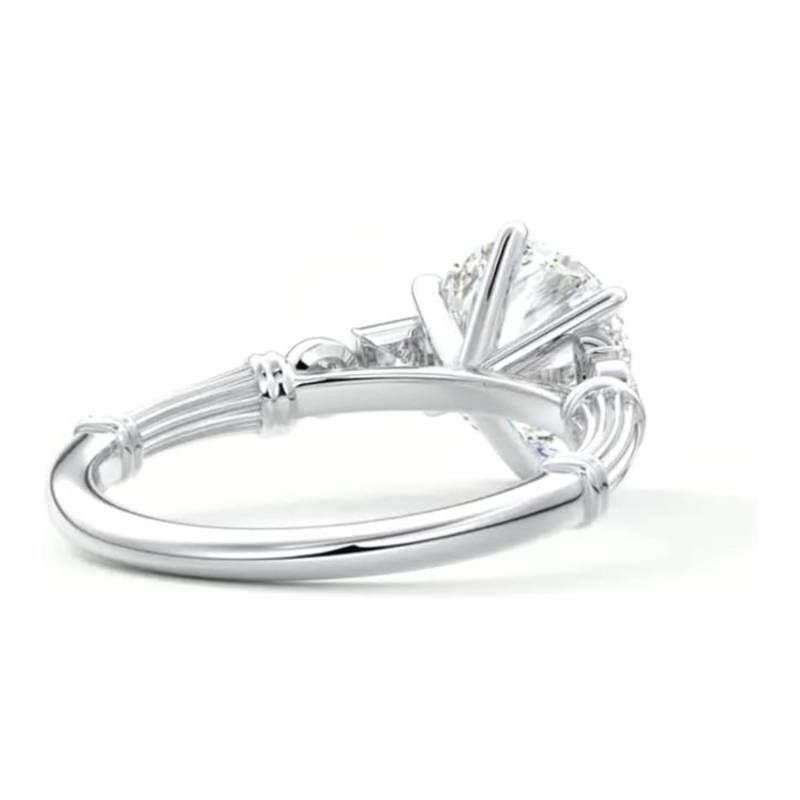 18Kローズゴールド 0.67～3.17カラット ラウンドカット ラボダイヤモンド＆モアッサナイト エンゲージリング Dカラー VVS1-VS1 クラリティ 3EX-3