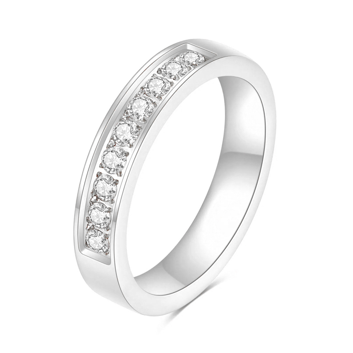 10K White Gold Circular Shaped Lab Created Diamond Ring-1