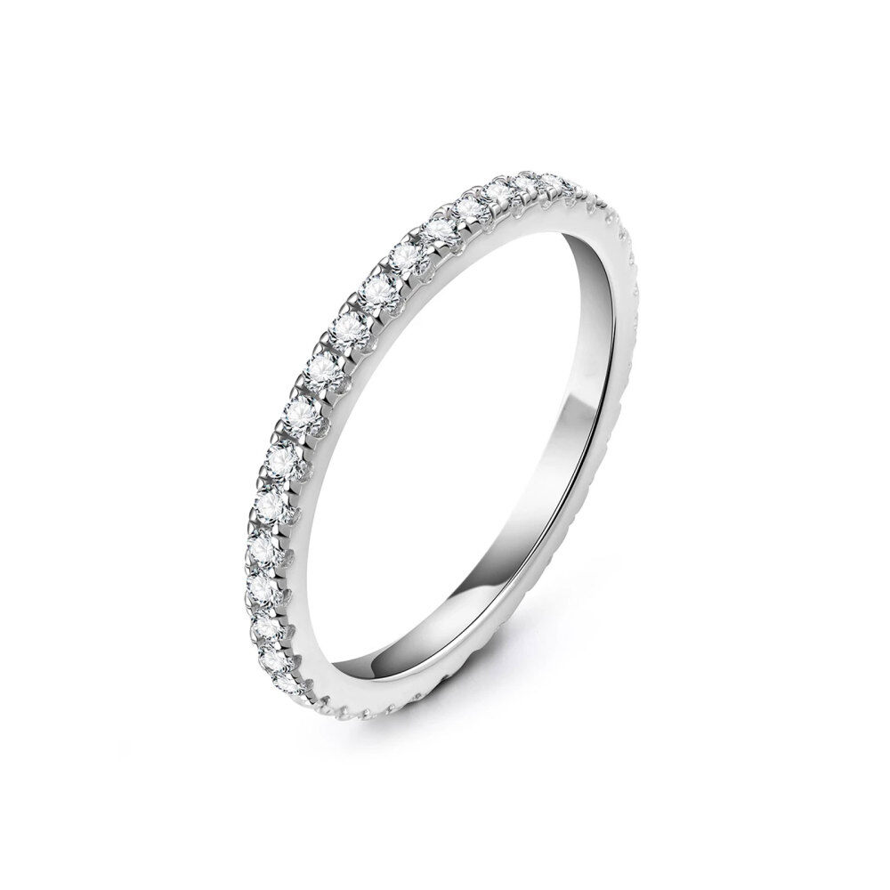 10K White Gold Round Shaped Moissanite Wedding Ring-1