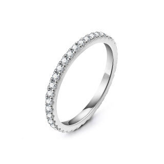 10K White Gold Circular Shaped Moissanite Couple Wedding Ring-43