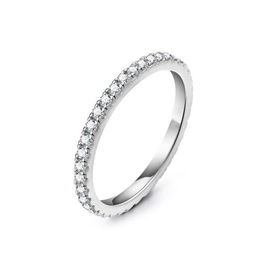 10K White Gold Circular Shaped Moissanite Couple Wedding Ring