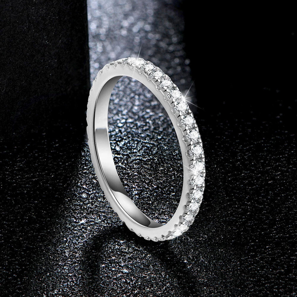 10K White Gold Round Shaped Moissanite Wedding Ring-3