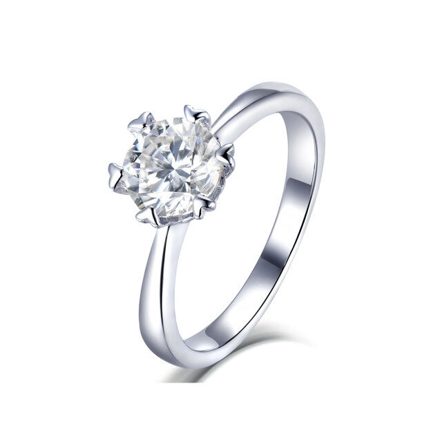 10K White Gold Circular Shaped Moissanite Engagement Ring