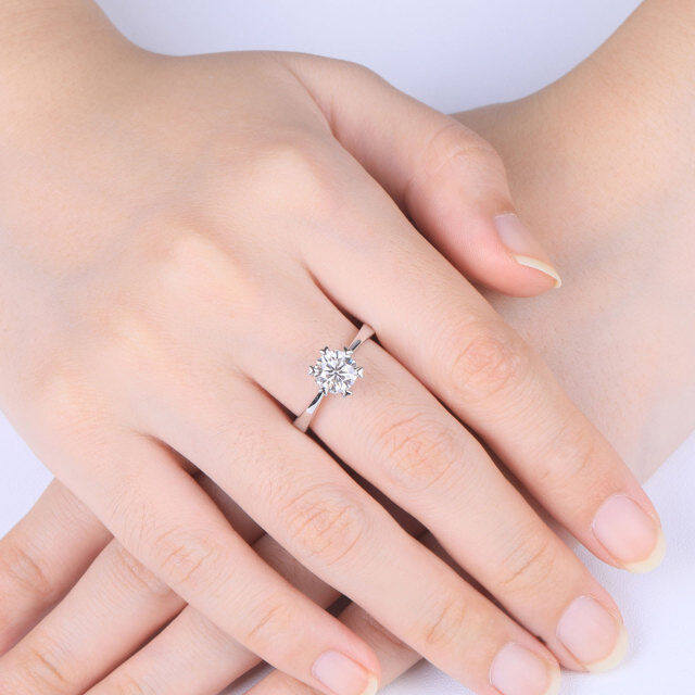 10K White Gold Circular Shaped Moissanite Engagement Ring-2