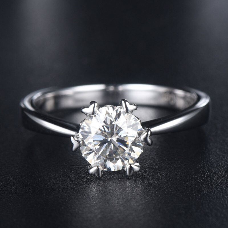 10K White Gold Round Shaped Moissanite Engagement Ring-3