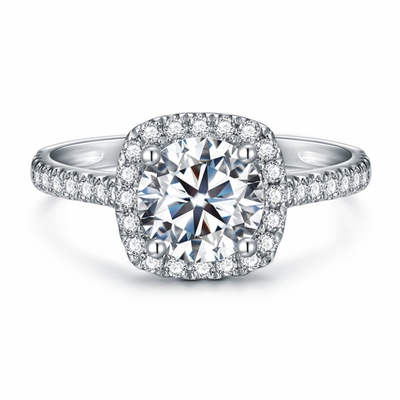 10K White Gold Circular Shaped Moissanite Engagement Ring