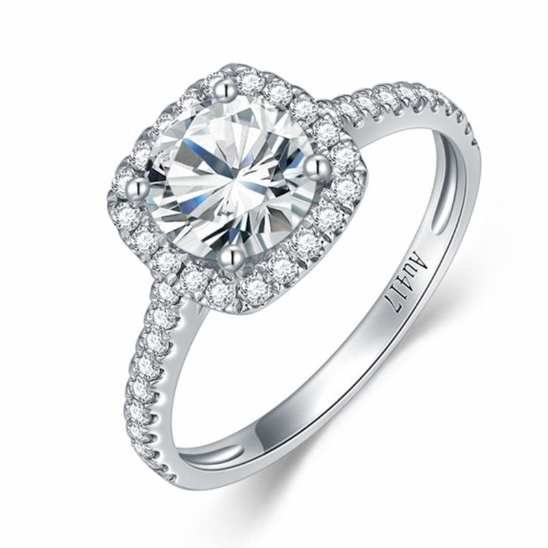 10K White Gold Round Shaped Moissanite Engagement Ring-3