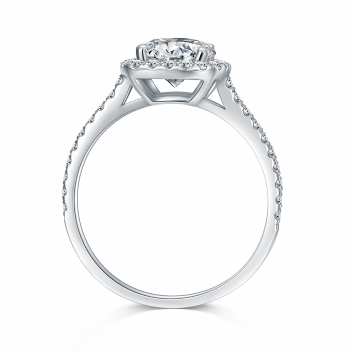 Bague de fiançailles en or blanc 10 carats avec moissanite de forme circulaire-4