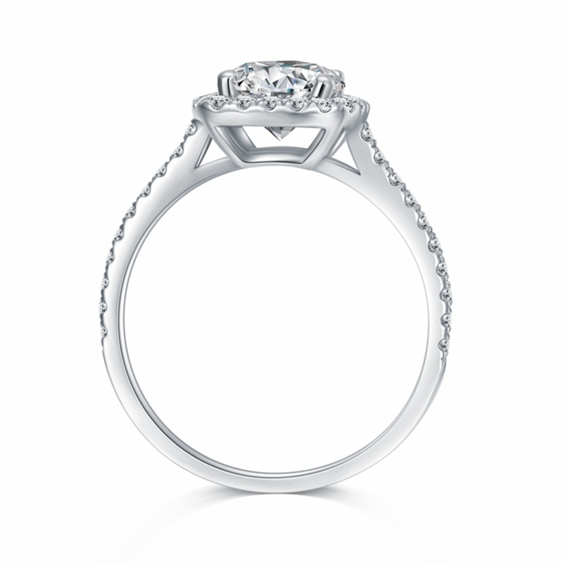 10K White Gold Round Shaped Moissanite Engagement Ring-4