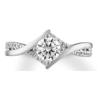 10K White Gold Circular Shaped Moissanite Personalized Engraving Engagement Ring-60