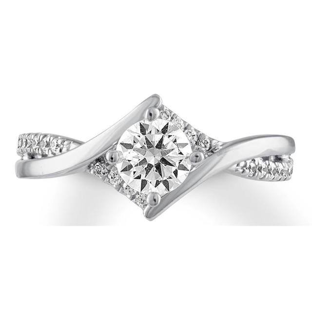 10K White Gold Circular Shaped Moissanite Personalized Engraving Engagement Ring-1