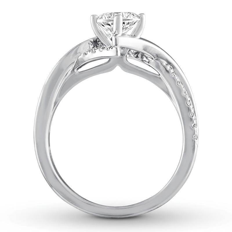 10K White Gold Circular Shaped Moissanite Personalized Engraving Engagement Ring-3