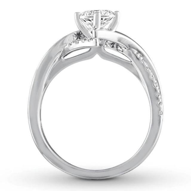 10K White Gold Circular Shaped Moissanite Personalized Engraving Engagement Ring-3