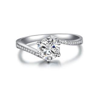 10K White Gold Circular Shaped Moissanite Ring-56