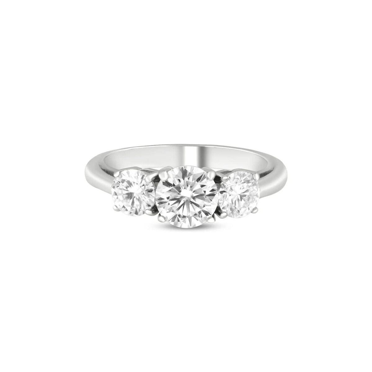 Bague de fiançailles ronde en moissanite de forme circulaire en or blanc 10 carats-1