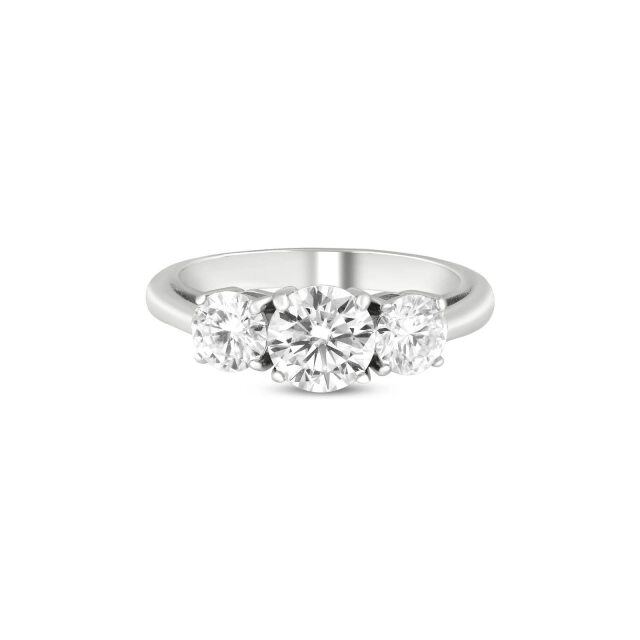 Bague de fiançailles ronde en moissanite de forme circulaire en or blanc 10 carats