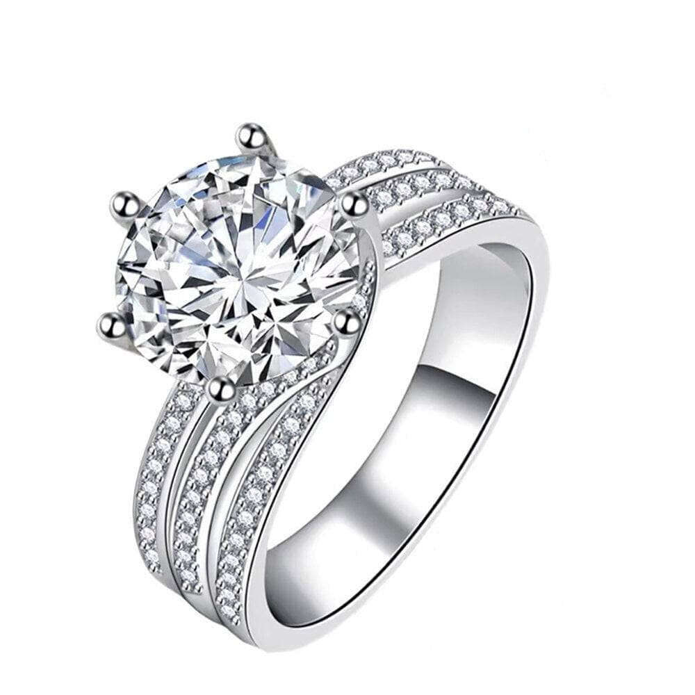 Bague de mariage en moissanite de forme circulaire en or blanc 10 carats