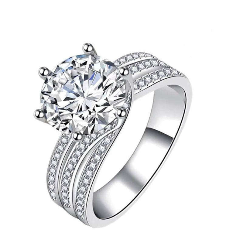 10K White Gold 1.5 to 5 CT Round Moissanite Couple Wedding Ring-4