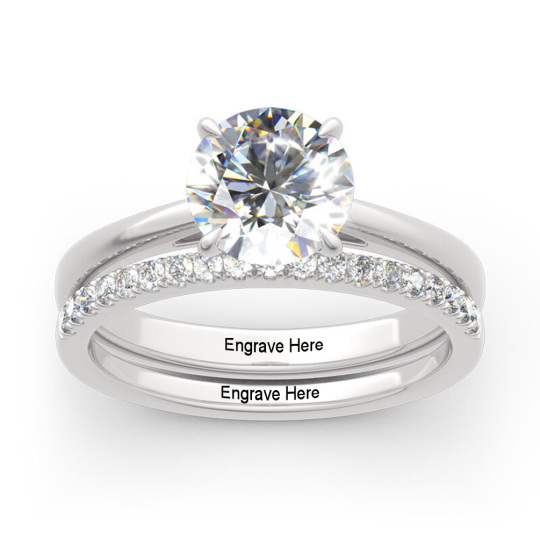 10K White Gold Circular Shaped Moissanite Wedding Ring