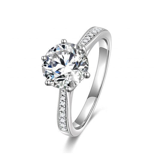 10K White Gold Circular Shaped Moissanite Wedding Ring