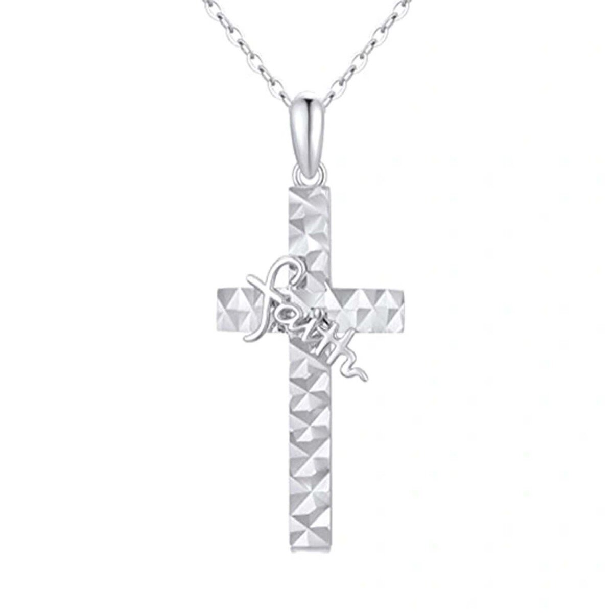 10K White Gold Cross Necklace for Women-1