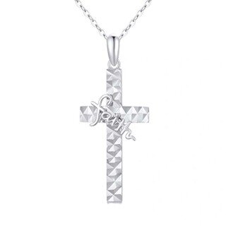 10K White Gold Cross Necklace for Women-4