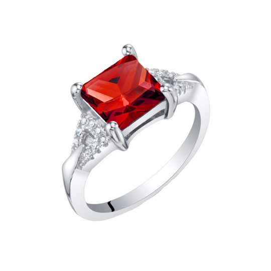 10K White Gold Crystal Personalized Birthstone Wedding Ring