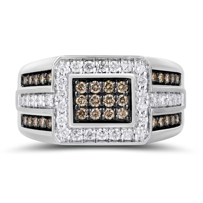 10K White Gold 1 CT.T.W. Round Lab Created Diamond Custom Wedding Ring for Men D Color VVS1 Clarity 3EX-4