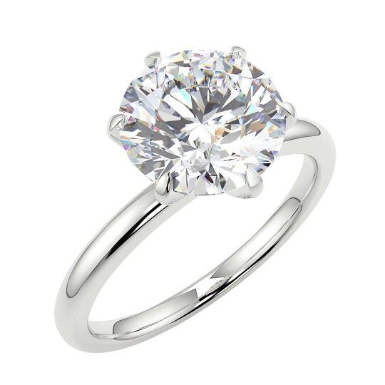 Bague de fiançailles pour couple en or blanc 10 carats avec gravure personnalisée en moissanite circulaire 3 ct-1