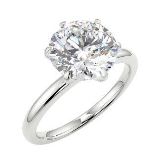 10K White Gold 3 CT Circular Moissanite Personalized Engraving & Couple Engagement Ring-9