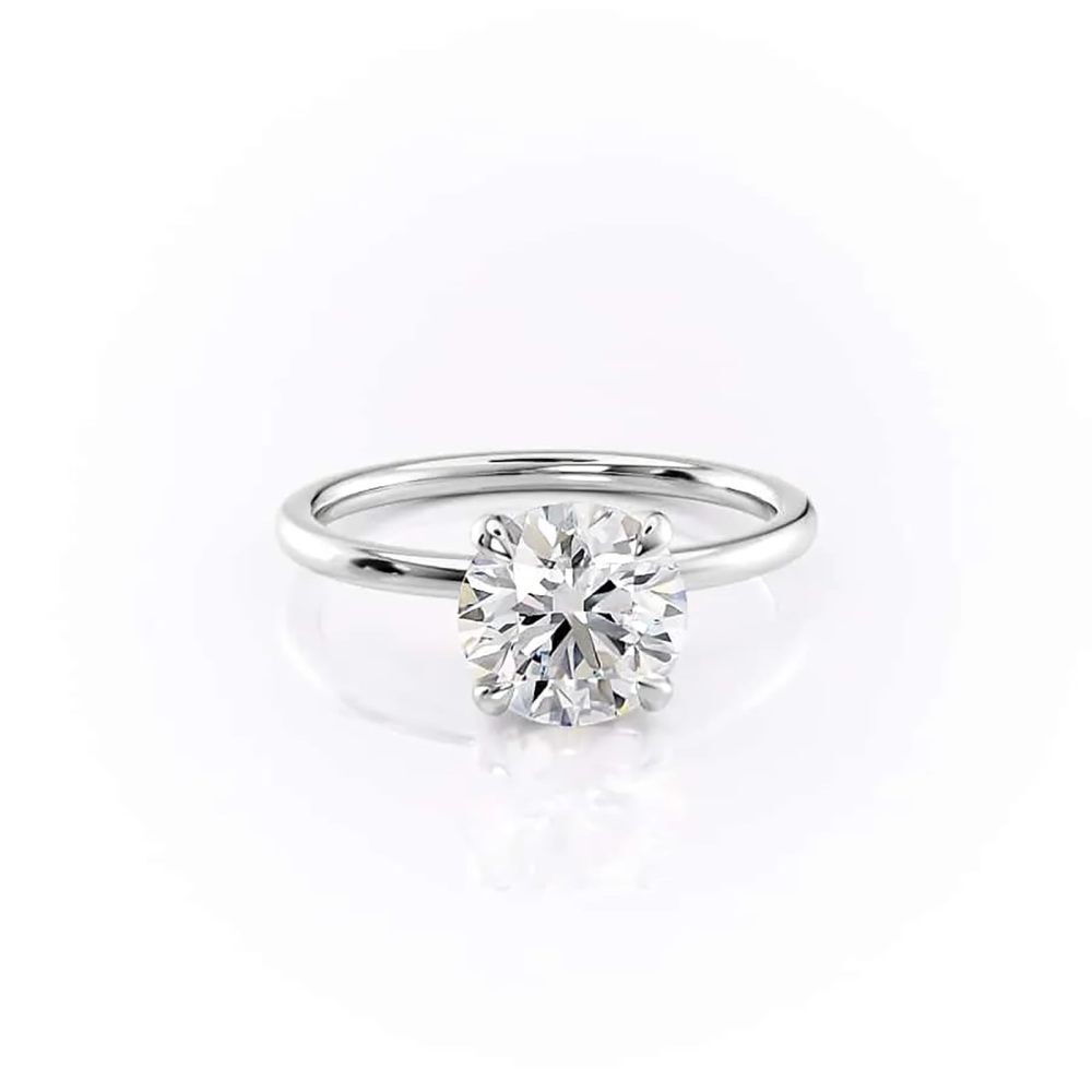 10K White Gold 1 CT Round Moissanite Personalized Engraving Engagement Ring-1