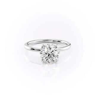 10K White Gold 1 CT Circular Moissanite Personalized Engraving Engagement Ring-14