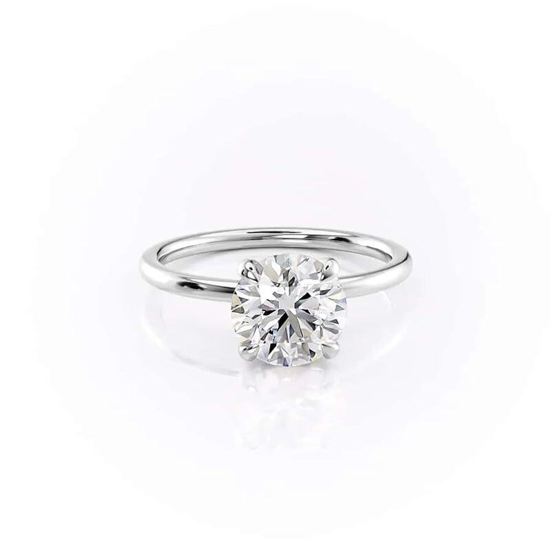 10K witgouden 1 CT ronde Moissanite gepersonaliseerde graveerverlovingsring-2