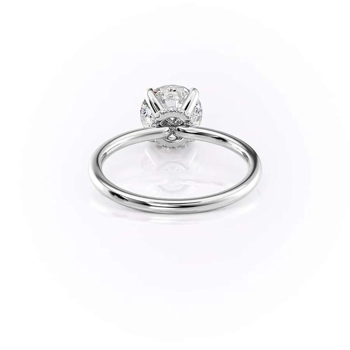 10K White Gold 1 CT Circular Moissanite Personalized Engraving Engagement Ring-3